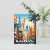 Barcelona, Spanien Retro-Reise Postkarte (Stehend Vorderseite)