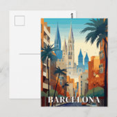Barcelona, Spanien Retro-Reise Postkarte (Vorne/Hinten)