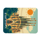 Barcelona Spanien Retro Reisen Abstrakt Magnet (Horizontal)