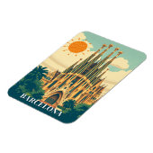Barcelona Spanien Retro Reisen Abstrakt Magnet (Linke Seite)