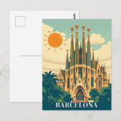 Barcelona Spanien Retro Reisen Abstrakt Postkarte (Vorne/Hinten)