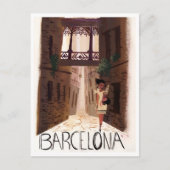Barcelona Spanien Retro Reisen Urlaub Inspiriert Postkarte (Vorderseite)