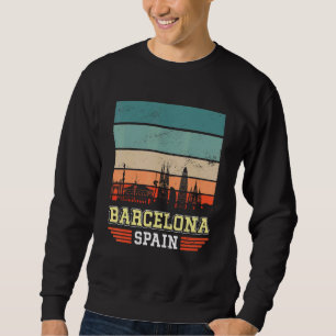 Barcelona Spanien Retro Vintag Sunset Skyline Barc Sweatshirt