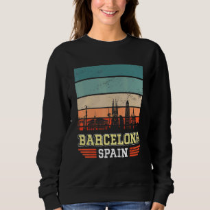 Barcelona Spanien Retro Vintag Sunset Skyline Barc Sweatshirt