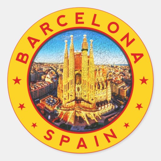 Barcelona Spanien Runder Aufkleber (Vorderseite)