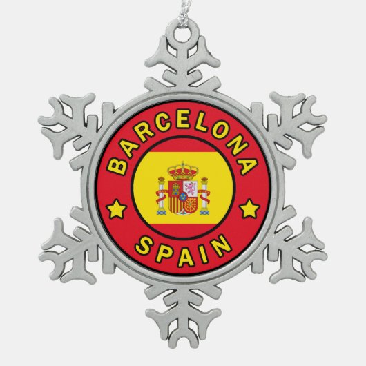 Barcelona Spanien Schneeflocken Zinn-Ornament (Vorderseite)