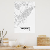 Barcelona, Spanien (schwarz auf weiß) Poster (Küche)