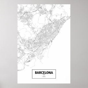 Barcelona, Spanien (schwarz auf weiß) Poster