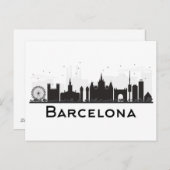 Barcelona, Spanien | Schwarz-Weiß-City-Skyline Postkarte (Vorne/Hinten)