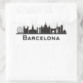 Barcelona, Spanien | Schwarz-Weiß-City-Skyline Rechteckiger Aufkleber (Tasche)