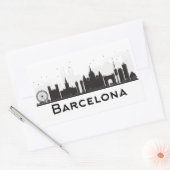 Barcelona, Spanien | Schwarz-Weiß-City-Skyline Rechteckiger Aufkleber (Umschlag)
