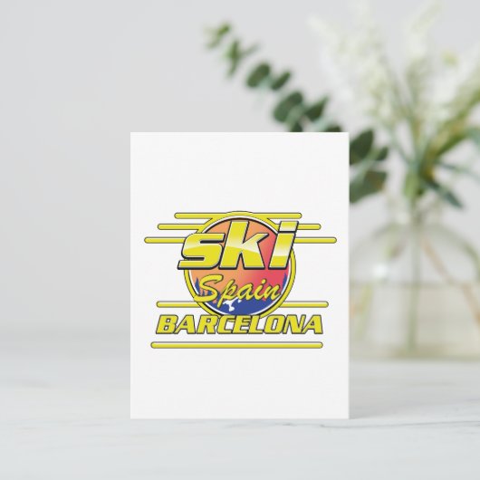 Barcelona Spanien - Ski-Logo Postkarte (Stehend Vorderseite)