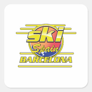 Barcelona Spanien - Ski-Logo Quadratischer Aufkleber
