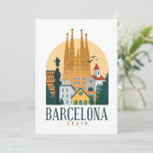Barcelona Spanien Skyline Einladungskarte Einladung (Stehend Vorderseite)