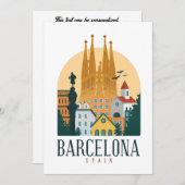 Barcelona Spanien Skyline Einladungskarte Einladung (Vorne/Hinten)