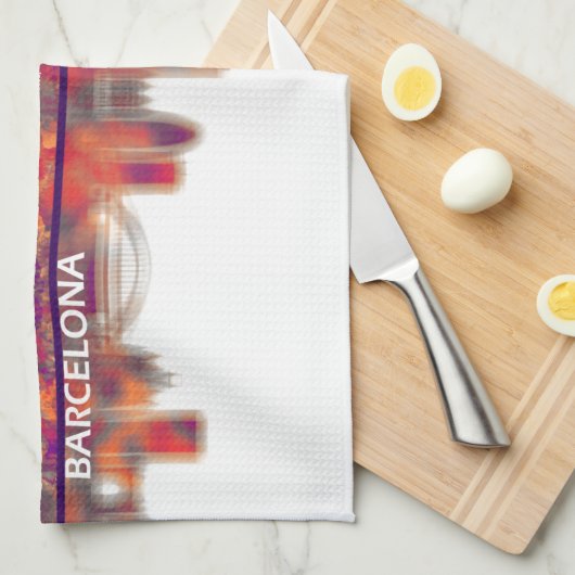 Barcelona Spanien Skyline Geschirrtuch (Viertel Falte)