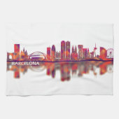 Barcelona Spanien Skyline Geschirrtuch (Horizontal)