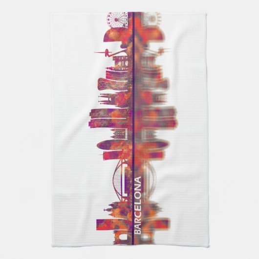 Barcelona Spanien Skyline Geschirrtuch (Vertikal)