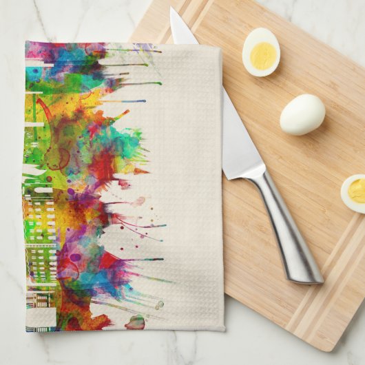 Barcelona Spanien Skyline Geschirrtuch (Viertel Falte)