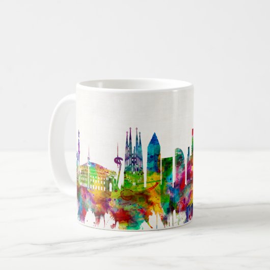 Barcelona Spanien Skyline Kaffeetasse (Vorderseite Links)