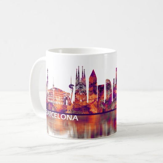 Barcelona Spanien Skyline Kaffeetasse (Vorderseite Links)