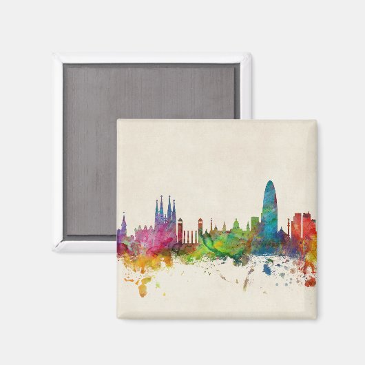 Barcelona Spanien Skyline Magnet (Vorderseite/Rückseite)