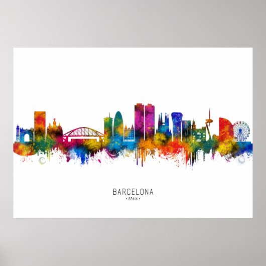 Barcelona Spanien Skyline Poster (Vorne)