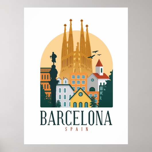 Barcelona Spanien Skyline Poster (Vorne)