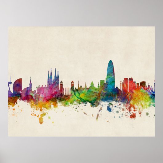 Barcelona Spanien Skyline Poster (Vorne)