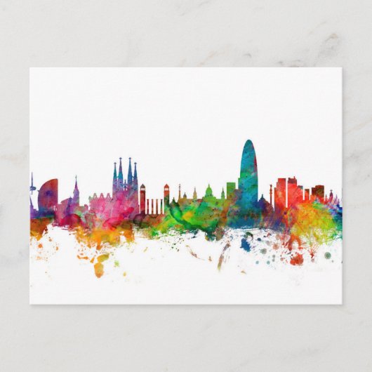 Barcelona Spanien Skyline Postkarte (Vorderseite)