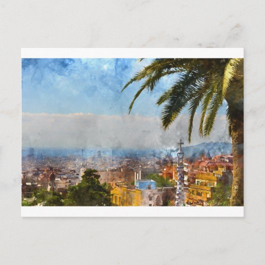Barcelona Spanien Skyline Postkarte (Vorderseite)
