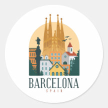 Barcelona Spanien Skyline Rounded Sticker