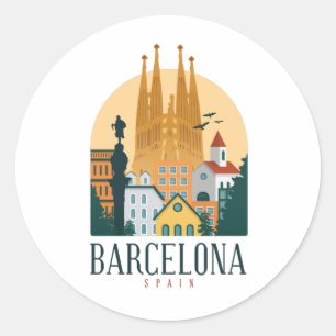 Barcelona Spanien Skyline Rounded Sticker