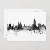 Barcelona Spanien Skyline Schwarz-weiß Postkarte (Vorne/Hinten)