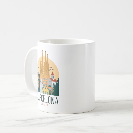 Barcelona Spanien Skyline-Tasse Kaffeetasse (Vorderseite Links)