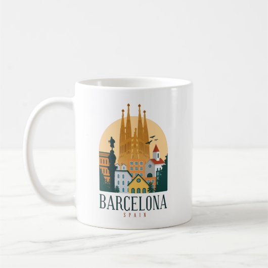 Barcelona Spanien Skyline-Tasse Kaffeetasse (Links)