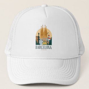 Barcelona Spanien Skyline Trucker Hat Truckerkappe