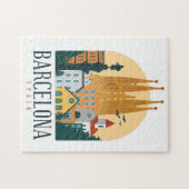 Barcelona Spanien Skyline Vintag Puzzle (Horizontal)