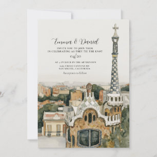 BARCELONA Spanien Skyline Ziel Hochzeit Einladung