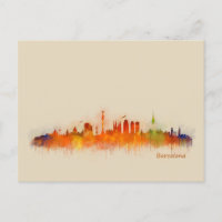Barcelona Spanien Stadt Skyline. Wasserfarbe Stadt