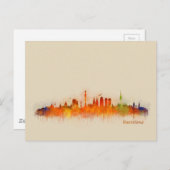 Barcelona Spanien Stadt Skyline. Wasserfarbe Stadt Postkarte (Vorne/Hinten)