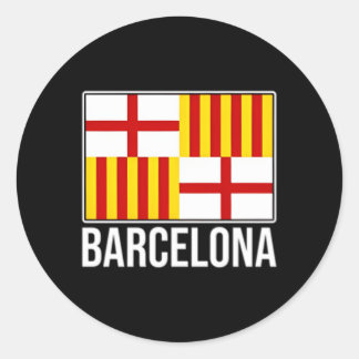 Barcelona - Spanien - Stadtflagge Katalonien Runder Aufkleber