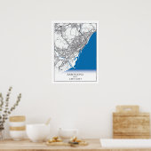 Barcelona Spanien Stadtkarte Einfache Unterkunft Poster (Küche)