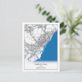 Barcelona Spanien Stadtkarte Einfache Unterkunft Postkarte (Stehend Vorderseite)