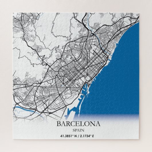 Barcelona Spanien Stadtkarte Einfache Unterkunft Puzzle (Vertikal)