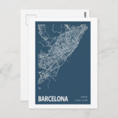 Barcelona Spanien Stadtplan Kunst, Blauen Printwer Postkarte (Vorne/Hinten)