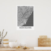 Barcelona - Spanien - Stadtplan Poster (Küche)