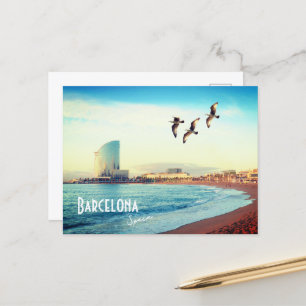 Barcelona, Spanien - Strand von Barceloneta Postka Postkarte