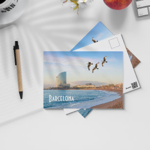 Barcelona, Spanien - Strand von Barceloneta Postkarte