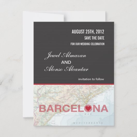 Barcelona Spanien Terminankündigung Save The Date (Vorderseite)